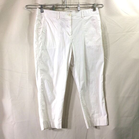 Chico's White Cropped Pants Size 2 (12) Lightweight Stretch Cotton Casual Summer - Picture 1 of 4